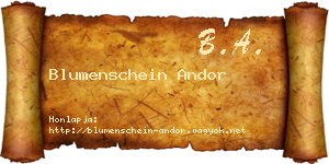 Blumenschein Andor névjegykártya